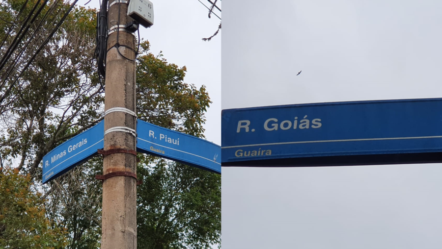 Nome das ruas no bairro Guaíra em homenagem aos estados do Brasil.