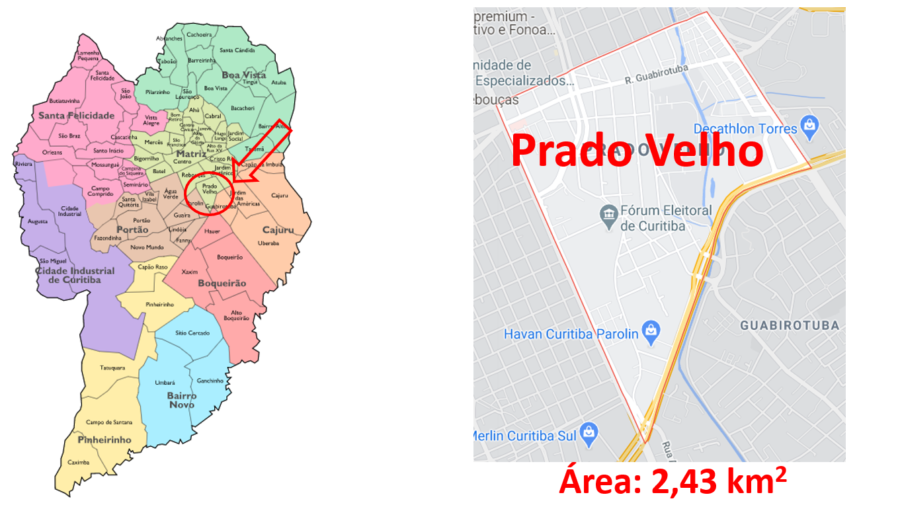 Mapa do Prado Velho, bairro de Curitiba (PR)