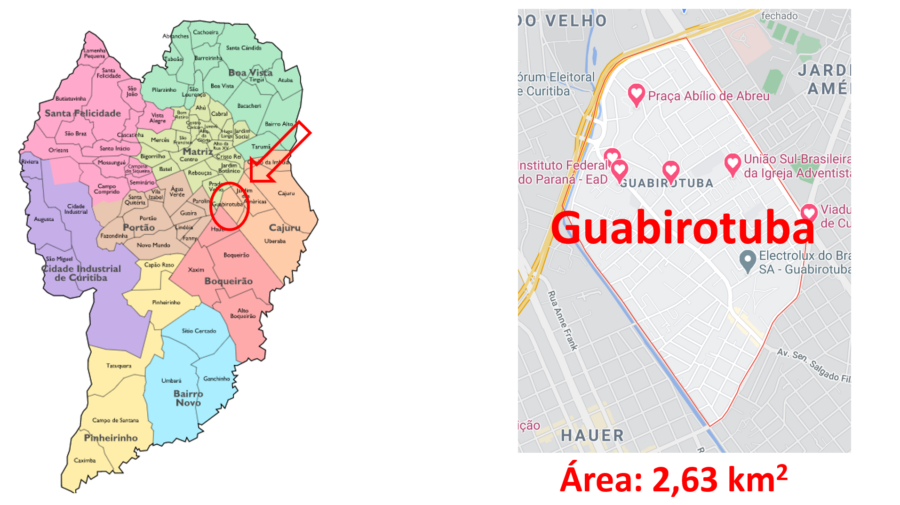 Mapa do bairro Guabirotuba em Curitiba/PR