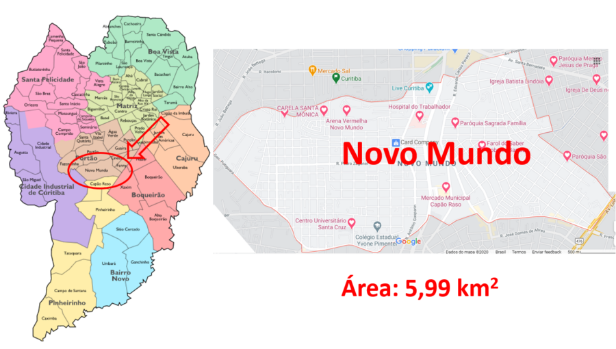 Mapa do Bairro Novo Mundo em Curitiba (PR)